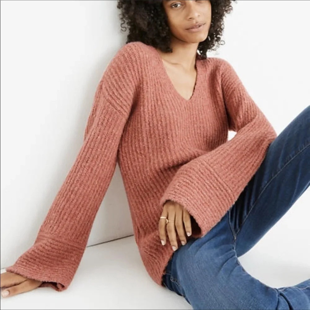 Madewell Abbott Sweater Tunic Top Rose Wool Knit S